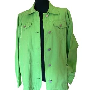 Tudor Court Green Denim Trucker Jacket Solid Color Jean Jacket Size XL NWOT